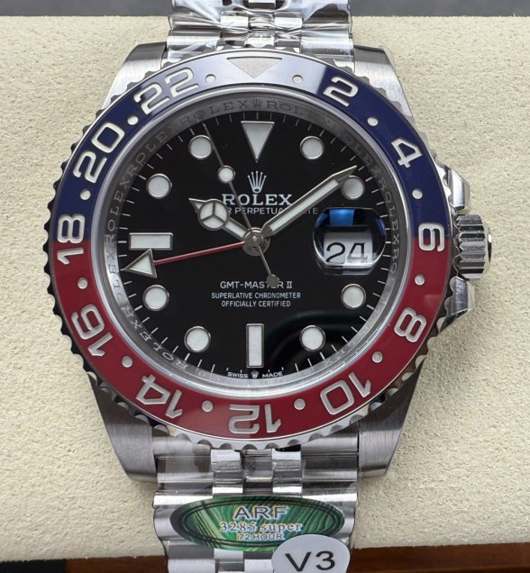 GMT-Master II 126710 Black/Red Ceramic 904L SS ARF Best Edition Black Dial on Jubilee Bracelet