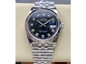 DateJust 36 SS 126234 VSF 1:1 Best Edition 904L Steel Black Dial Diamonds Markers on Jubilee Bracelet VS3235