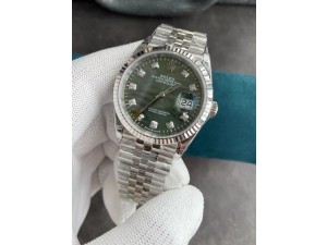 DateJust 36 SS 126234 VSF 1:1 Best Edition 904L Steel Green Leaves Dial Diamonds Markers on Jubilee Bracelet SH3235