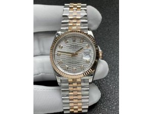 DateJust 36 SS 126231 904L SS/RG VSF 1:1 Best Edition Silver Fluted Dial Diamonds Markers on Jubilee Bracelet SH3235