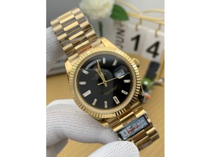 Day Date 228238 40mm Gain Weight QF 1:1 Best Edition Black Dial T Diamond Marker On YG President Bracelet A2836