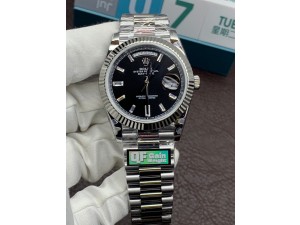 Day Date 228239 40mm Gain Weight QF 1:1 Best Edition Black Dial T Diamond Marker On YG President Bracelet A2836