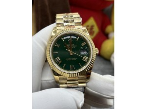 Day Date 228238 40mm Gain Weight QF 1:1 Best Edition Green Dial Roman Marker On YG President Bracelet A2836