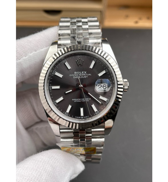 DateJust 41mm 126334 904 SS ARF 1:1 Best Edition Black Dial Sticks Markers on Jubilee Bracelet SH3235