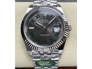 DateJust 41 126334 904L SS ARF 1:1 Best Edition Gray Dial Green Roman on Jubilee Bracelet SH3235