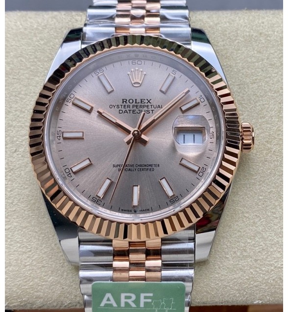 DateJust 41 126331 904L SS/RG ARF Gain Weight 1:1 Best Edition Champagne Gold Dial on Jubilee Bracelet SH3235