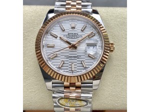 DateJust 41 126331 904L SS/RG ARF Gain Weight 1:1 Best Edition Motif Gray Fluted Dial on Jubilee Bracelet SH3235