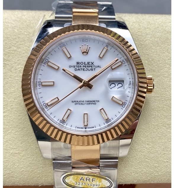 DateJust 41 SS/RG ARF Gain Weight 1:1 Best Edition White Dial on Oyster Bracelet SH3235