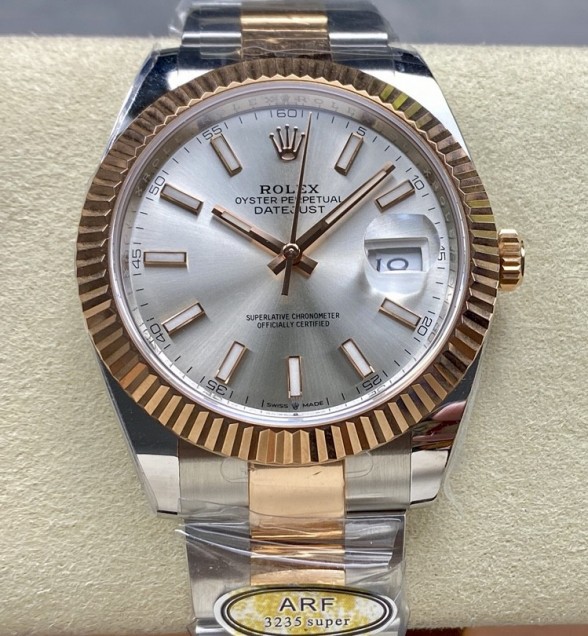 DateJust 41 SS/RG ARF Gain Weight 1:1 Best Edition Silver Dial on Oyster Bracelet SH3235