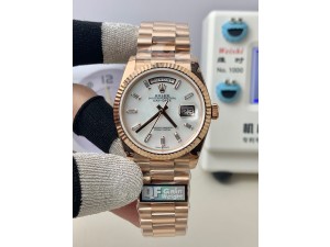 Day Date 128235 Gain Weight RG QF 1:1 Best Edition white Dial Diamond Markers on RG President Bracelet