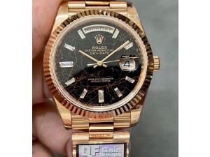 Day Date 228235 40mm 904L RG QF Gain Weight Black Hematite Quartz T Dia Markers on RG President Bracelet A2836