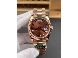 Day Date 40mm RG Gain Weight SS RCF 1:1 Best Edition Brown Dial Roman Markers on RG President Bracelet Asian Super Clone 3255