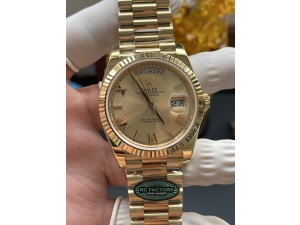 Day Date 128238 40mm Gain Weight YG RCF 1:1 Best Edition Gold Dial Diamond Markers on YG President Bracelet Asian Super Clone 3255