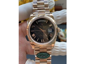 Day Date 228235 40mm 904L RG RCF 1:1 Gain Weight Black Gradient Dial Roman Markers on RG President Bracelet Asian Super Clone 3255