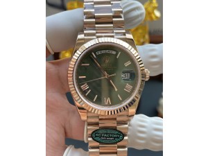 Day Date 228235 40mm 904L RG RCF 1:1 Gain Weight Green Gradient Dial Roman Markers on RG President Bracelet Asian Super Clone 3255