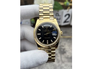 Day Date 228238 40mm Gain Weight RCF 1:1 Best Edition Black Dial T Diamond Marker On YG President Bracelet Asian Super Clone 3255