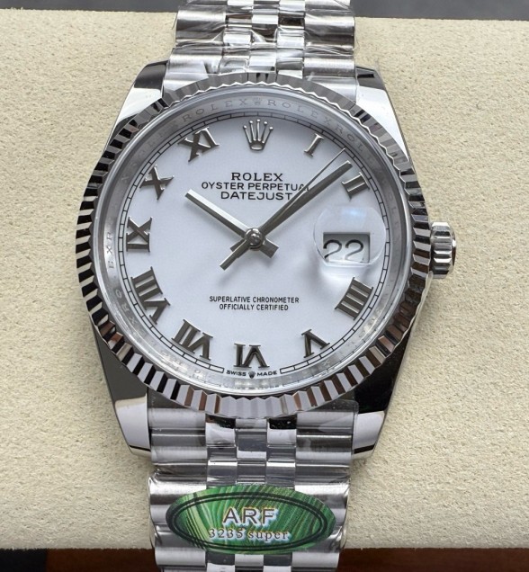 DateJust 36 SS 126234 ARF 1:1 Best Edition 904L Steel White Dial Roman Markers on Jubilee Bracelet SH3235