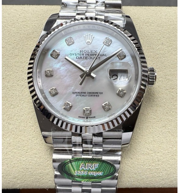 DateJust 126233 36mm 904L SS ARF 1:1 Best Edition White MOP Dial Diamond Marker On Jubilee Bracelet SH3235