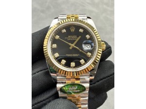 DateJust 41mm 126333 904 SS/YG ARF Gain Weight 1:1 Black Dial Diamond Markers On SS/YG Jubilee Bracelet SH3235