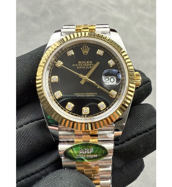DateJust 41mm 126333 904 SS/YG ARF Gain Weight 1:1 Black Dial Diamond Markers On SS/YG Jubilee Bracelet SH3235