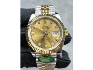 DateJust 41mm 126333 904 SS/YG ARF Gain Weight 1:1 Gold Dial Diamond Markers On SS/YG Jubilee Bracelet SH3235