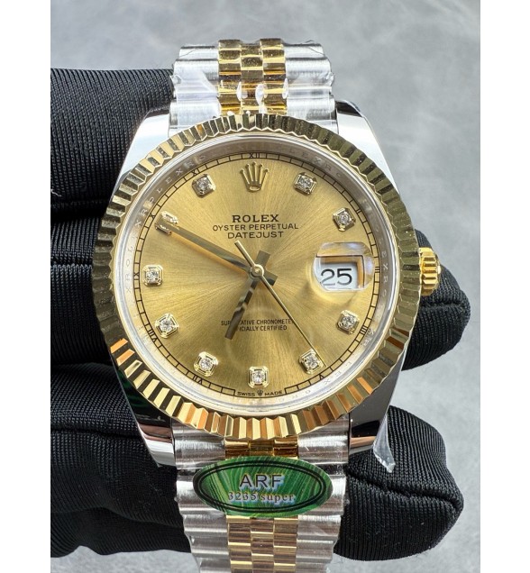 DateJust 41mm 126333 904 SS/YG ARF Gain Weight 1:1 Gold Dial Diamond Markers On SS/YG Jubilee Bracelet SH3235