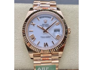 Day Date 228235 40mm RG ARF Gain Weight 1:1 Best Edition White Dial Roman Markers On RG President Bracelet VR33255