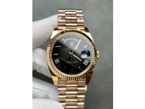 Day Date 228235 40mm 904L RG 1:1 RCF Gain Weight  Best Edition Black Gradient Dial Roman Markers on RG President Bracelet Asian Super Clone 3255