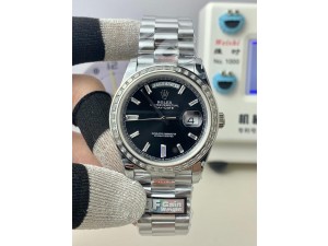 Day Date 228239 40mm 904L SS QF Gain Weight 1:1 Best Edition T Diamond Bezel Black Dial on SS Bracelet A2836