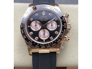 Daytona 126515 QF 1:1 Best Edition RG/Black Diamonds Dial on Oysterflex Strap QF4131(Gain Weight)