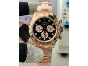 Daytona 126505 QF 1:1 Best Edition Black/RG Diamonds Dial on RG Braclet SH4131