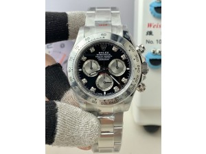 Daytona 126509 QF 1:1 Best Edition Black/Silver Diamonds Dial on SS Braclet SH4131