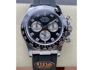 Daytona 126519 QF 1:1 Best Edition Black/Silver Diamonds Dial on Oysterflex Strap SH4131 (Gain Weight)