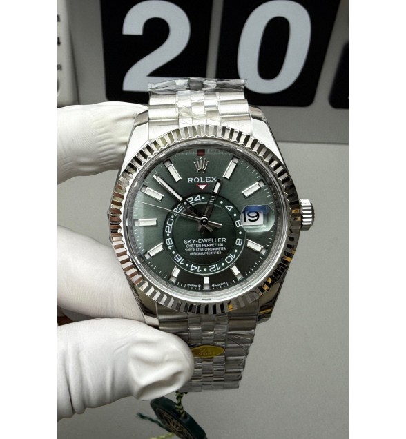 Sky-Dweller 42mm 326934 904L SS ZF 1:1 Best Edition Green Dial on SS Bracelet A2824