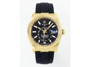 Sky-Dweller 336238 YG ZF 1:1 Best Edition Black Dial on Oysterflex Strap A23J (Gain Weight)