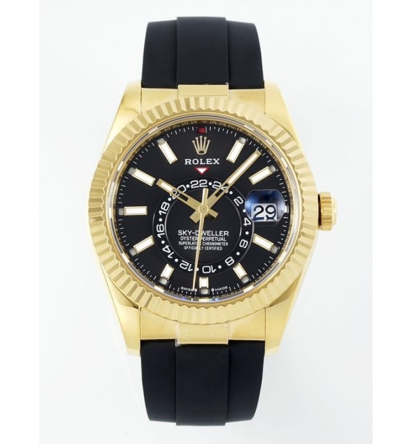 Sky-Dweller 336238 YG ZF 1:1 Best Edition Black Dial on Oysterflex Strap A23J (Gain Weight)