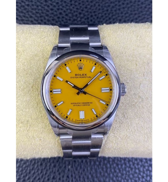 OYSTER PERPETUAL 124300 41MM VSF 1:1 BEST EDITION 904L STEEL YELLOW DIAL VS3230 V2