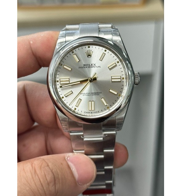 OYSTER PERPETUAL 124300 41MM VSF 1:1 BEST EDITION 904L STEEL SILVER DIAL VS3230 V2