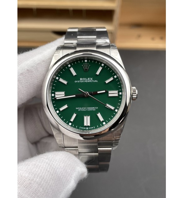OYSTER PERPETUAL 124300 41MM VSF 1:1 BEST EDITION 904L STEEL GREEN DIAL VS3230 V2
