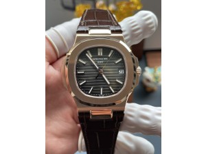 Nautilus 5711/1R RG DDF 1:1 Best Edition Gray Textured Dial on Brown Leather Strap A324/330  Super Clone(Weighted)