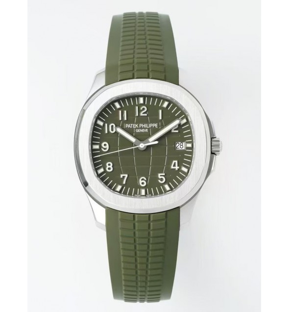 Aquanaut 5168G 42mm SS DDF 1:1 Best Edition Green Dial on Green Rubber Strap DD324/330 Super Clone (Weighted)