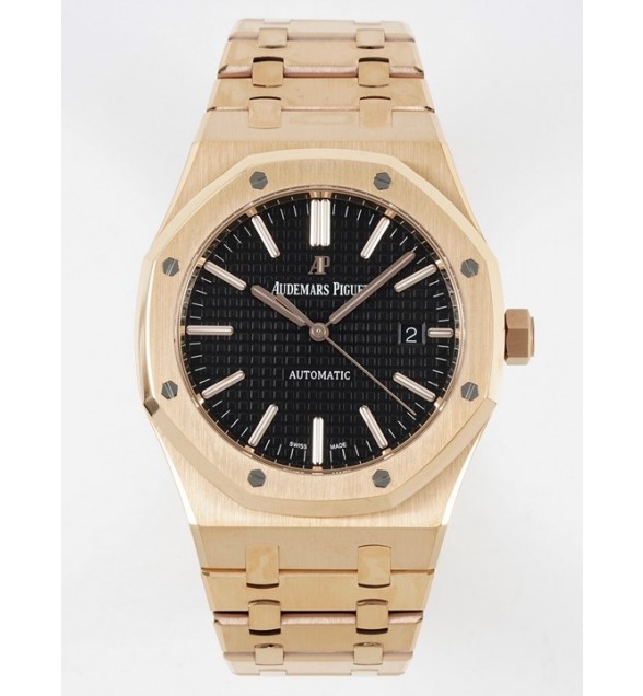 Royal Oak 41mm 15400 RG ZF 1:1 Best Edition Black Textured Dial on RG Bracelet V2 SA3120 Super Clone
