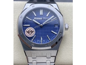Royal Oak 15500 SS APSF 1:1 Best Edition Blue Dial on SS Bracelet SA4302 Super Clone V2 (SW Dial)