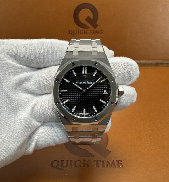 Royal Oak 15500 SS APSF 1:1 Best Edition Black Dial on SS Bracelet SA4302 Super Clone V2 (SW Dial)