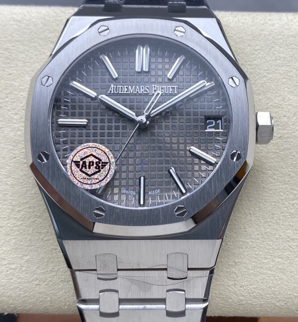 Royal Oak 15500 SS APSF 1:1 Best Edition Gray Dial on SS Bracelet SA4302 Super Clone V2 (SW Dial)