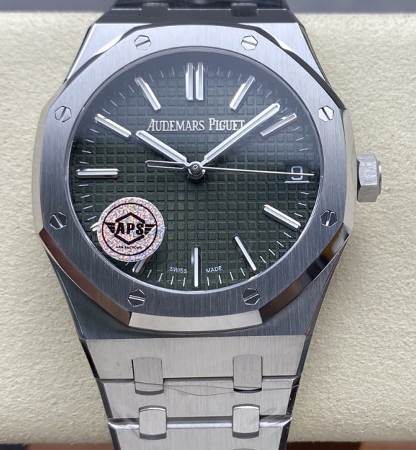 Royal Oak 41mm 15500 SS APSF 1:1 Best Edition Green Textured Dial on SS Bracelet SA4302 Super Clone