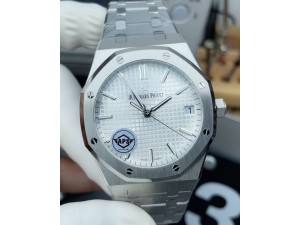 Royal Oak 15500 SS APSF 1:1 Best Edition Silver Dial on SS Bracelet SA4302 Super Clone V2 (SW Dial)
