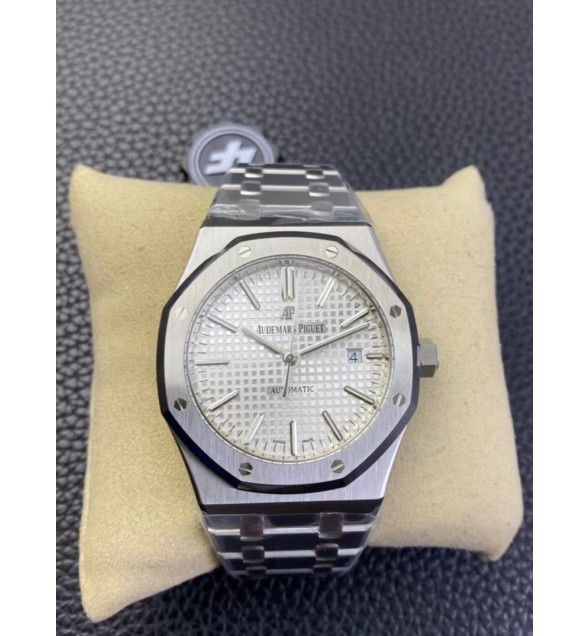 Royal Oak 41mm 15400 SS ZF 1:1 Best Edition White Textured Dial on SS Bracelet SA3120 Super Clone