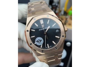 Royal Oak 15500 RG APSF 1:1 Best Edition Black Dial on RG Bracelet SA4302 Super Clone V2 (SW Dial)
