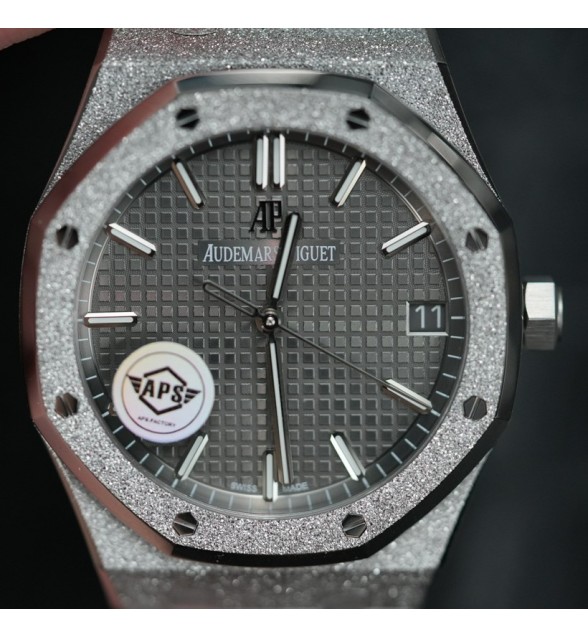 Royal Oak 41mm 15500 Frosted SS APSF 1:1 Best Edition Gray Textured Dial on SS Bracelet SA4302 Super Clone